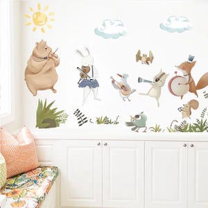 Cartoon Animals Musical Band Removable Wall Decal Kids Room Nursery Decoration Mural