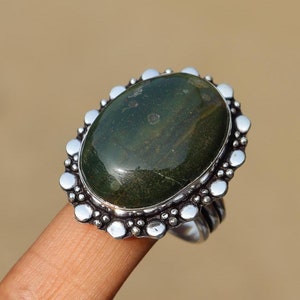 Natural Bloodstone Ring/ Bloodstone Gemstone Ring/ 9 US Size Silver Plated Ring/ Bloodstone Ring/ Large Bloodstone Ring/ Big Bloodstone Ring