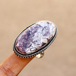 Adjustable Crazy Lace Agate Ring/ 7 US Ring/ Crazy Lace Agate Ring/  Size Silver Plated Ring/ Large Red Agate Ring/ Big Crazy Agate Ring