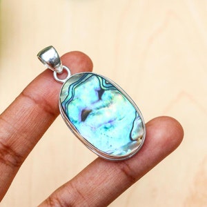 Natural Abalone Pendant/ Abalone Shell Pendant/ Silver Plated Handmade Pendant/ Genuine Abalone Shell/ Abalone Jewelry/ Abalone Necklace