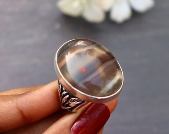 Beautiful Fluorite Ring/6 1/4 US Size Statement Ring/Purple Fluorite Gemstone Ring/Fluorite Ring/Silver Plated Handmade Ring/Purple Fluorite