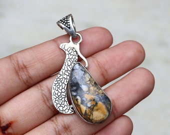 Maligano Jasper Pendant | Jasper Gemstone Pendant | Natural Gemstone Pendant | Handmade Silver Plated Pendant | Designer Jewelry!