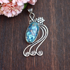 Beautiful Azurite Malachite Pendant/Victorian Pendant/Natural Azurite Malachite Gemstone Pendant/Azurite Malachite Necklace/Azurite Necklace