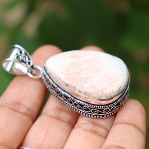 Pink Scolecite Gemstone Pendant | Natural Gemstone Pendant | Handmade Silver Plated Pendant | Scolecite Pendant | Designer Jewelry!