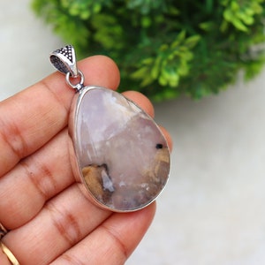 Teardrop Tiger Dendritic Agate Pendant/ Silver Plated Pendant/ Large Dendritic Agate Pendant/ Big Agate Pendant/ Natural Gemstone Pendant