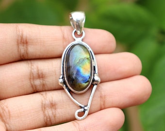 Blue Fire Labradorite Pendant | Natural Labradorite Gemstone | Handmade Silver Plated Pendant | Labradorite Pendant | Designer Jewelry!