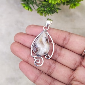 クレイジー レース アゲート ペンダント | 化石サンゴ ペンダント | デザイナー ペンダント | ハンドメイド シルバー メッキ ペンダント | レッド クレイジー レース アゲート ペンダント!