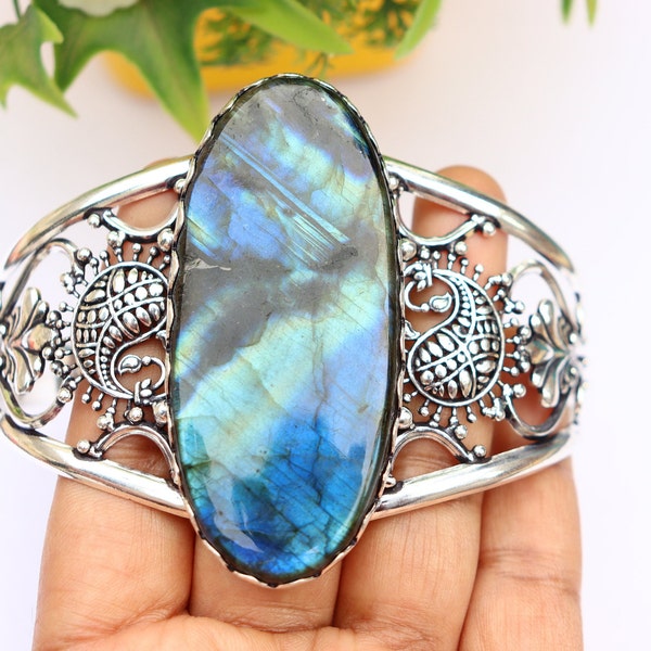 Labradorite Cuff Bracelet Etsy