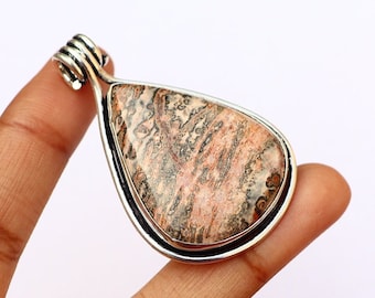 Beautiful Brecciated jasper Pendant/ Original Jasper Gemstone/ Handmade Silver Plated Pendant/ Brecciated Jasper Pendant/ Designer Jewelry