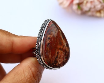 Noreena Jasper Gemstone Ring | Genuine Noreena Jasper Ring | 10 US Size Statement Ring | Big Chunky Ring | Designer Ring | Statemet Ring