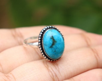 Beautiful Turquoise Ring/  8 US Size Ring/ Firoza Turquoise Ring/ Silver Plated Ring/ Handcrafted Ring/ Natural Turquoise/ Turquoise Ring!