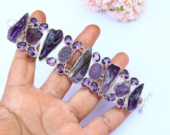 Ram Amethyst Bracelet/ Amethyst Bracelet/ Silver Plated Bracelet/ Original Purple Amethyst Bracelet/ Amethyst Bracelet/ Gemstone Bracelet