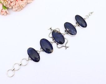 Natural Sodalite Bracelet/ Silver Plated Bracelet/ Original Sodalite Gemstone Bracelet/ Large Sodalite Bracelet/ Sodalite Gemstone Jewelry!