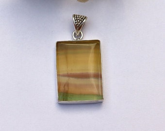 Beautiful Fluorite Pendant/ Fluorite Necklace/ Silver Plated Pendant/ Big Fluorite Pendant/ Original Fluorite Necklace/ Fluorite Jewelry