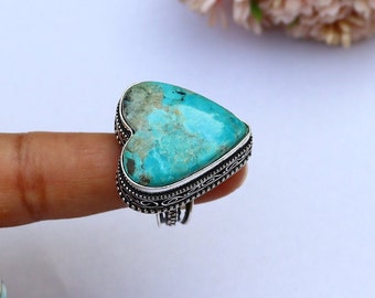 Stunning Larimar Ring/ 9 3/4 US Size Ring/ Larimar Vintage Ring/ Silver Plated Handmade Ring/ Large Larimar Ring/ Big Larimar Ring/ Big Ring