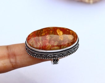 Noreena Jasper Gemstone Ring | Genuine Noreena Jasper Ring | 6 1/2 US Size Statement Ring | Big Chunky Ring | Designer Ring | Statemet Ring