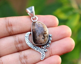 Beautiful Agate Pendant | Big Agate Pendant | Silver Plated Handmade Pendant | Original Agate Gemstone Pendant/ Vintage Agate Pendant!