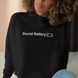 Social Battery Low Women&#39;s Cropped Hoodie