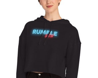 Sudadera corta con capucha y brillo neón para mujer de RUMPLE SZN, top corto para fans de Rumpleminze, sudadera con capucha para beber