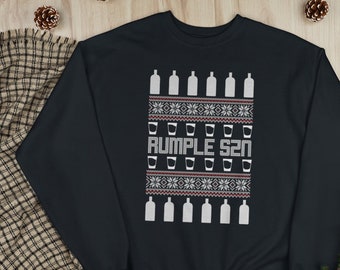 RUMPLE SZN Suéter navideño Unisex EcoSmart® Sudadera con cuello redondo, divertida manga larga navideña para hombres y mujeres, fanáticos de Rumpleminze