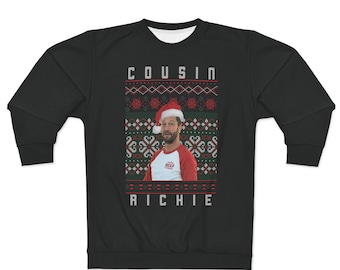 Primo Richie The Bear Sudadera navideña unisex divertida, suéter navideño feo para fiestas, negro