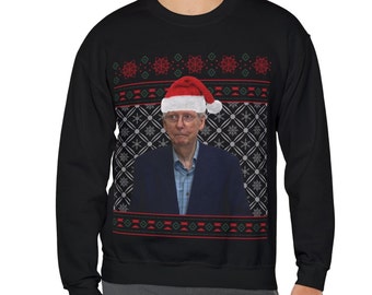 Senador estadounidense Mitch McConnell Holiday Christmas Sweater Sudadera unisex con cuello redondo, meme 2023 Ugly Christmas Sweater para fiestas navideñas