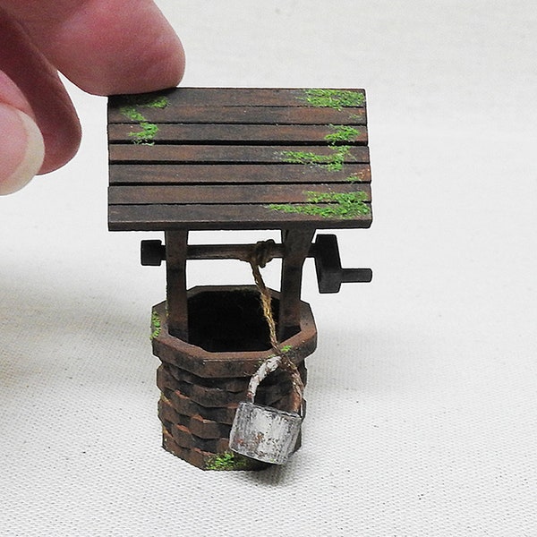 Miniature Working Wishing Well for Dollhouse Fairy Garden or Tiered Tray 1:24 Half Scale