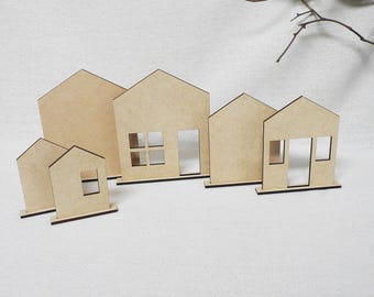 Unfinished Wood House Shelf Sitters: DIY Kit for Crafts, Home Decorating, and Gift Giving