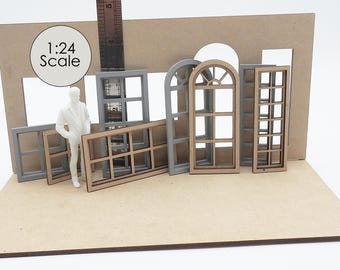 1:24 Scale Miniature Window for DIY Dollhouses and Diorama Scenes