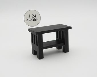 1:24 Scale Dollhouse Miniature Side Table in Mission/Craftsman Style