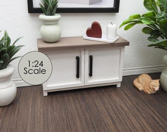 1:24 Scale Farmhouse or Coastal Miniature Sideboard Kitchen Cabinet