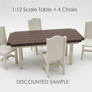 SAMPLE SALE 1:12 Scale Dollhouse Miniature Kitchen Table Dining Set with 4 Chairs