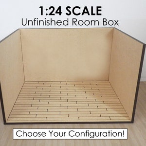 1:24 Scale DIY KIT Unfinished Diorama Dollhouse Miniature Room Box