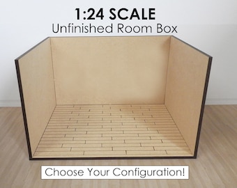 1:24 Scale Miniature Dollhouse Room Box Diorama - Unfinished DIY KIT