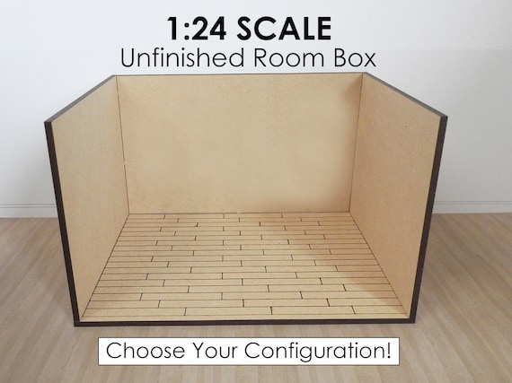 1:24 Scale Miniature Dollhouse Room Box Diorama - Unfinished DIY KIT