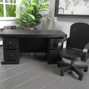 1:24 Scale Desk and Chair Set Miniature Dollhouse Office Study Den Furniture