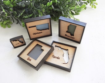 Miniature Framed State Outline for Dollhouse Decorating and Gift Giving