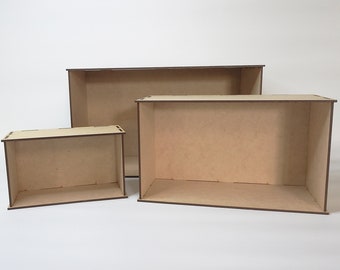 Shoebox Diorama KIT - 3 Sizes, Unfinished Wood Room Box for Dollhouses and Miniature Scenes