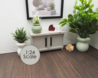 1:24 Scale Modern Country Gray Miniature Sideboard Kitchen Cabinet