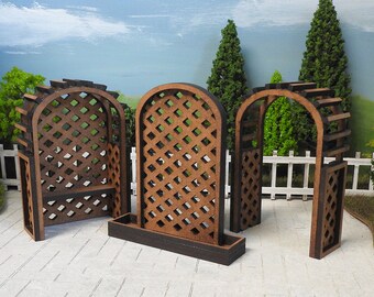 Miniature Wood Garden Arch, 1:24 Scale Dollhouse Trellis