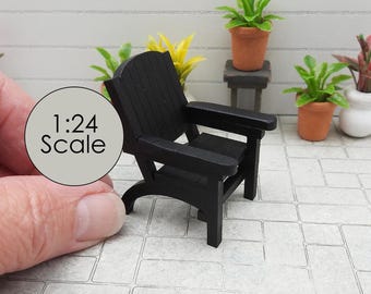 1:24 (Half) Scale Dollhouse Miniature Adirondack Style Garden Chair