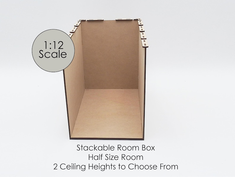 1:12 Scale Unfinished Stackable Room Box Kit for DIY Dollhouses and ...