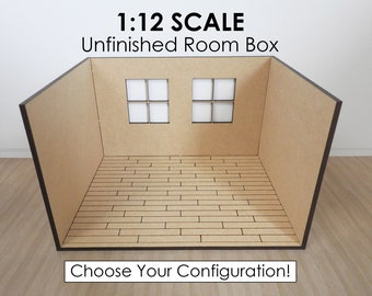 1:12 Scale Unfinished Wood Room Box Diorama Kit