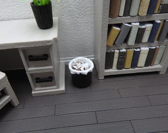 1:24 Scale Handmade Miniature Trash Can for Dollhouses and Diorama Scenes