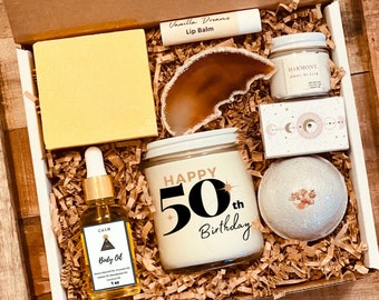 Happy 50th Birthday Spa Gift Box For Women - 50th Birthday Gift - 50th Birthday Present - Fiftieth Birthday Gift