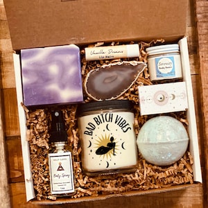 Gift for Friend- Spa Gift Box - Bad Bitch Vibes Care Package - Healing Crystal - Bad Bitch Energy - Supportive Gift -