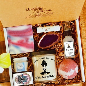 A wise woman once said, F*ck this Bullsh*t, Healing Stone Cheerful Pick me Up Gift Box - Spa Gift - Powerful Gift Set  - Friendship Gift -