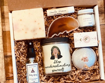 Positive Affirmation Candle Gift Set - Self Care Package - Aromatherapy - Thinking of You Gift Basket  - Break up Gift Set - Friend