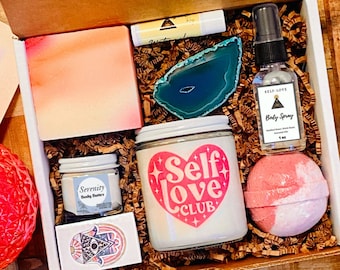 Club de l'amour-propre - Coffret cadeau spa pour la santé mentale - Cadeau Ramassez-moi - Cadeaux Rupture, divorce pour un ami - Bougie Amour de soi - Forfait soins de guérison