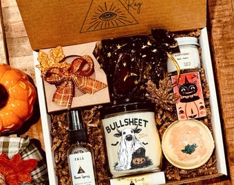 Pumpkin Fall Gift Box, Boo Basket, Spooky Season Gift, Cozy Fall Gift Set, Harvest Gift, Pumpkin Spice, Halloween Gifts,Funny cow Halloween